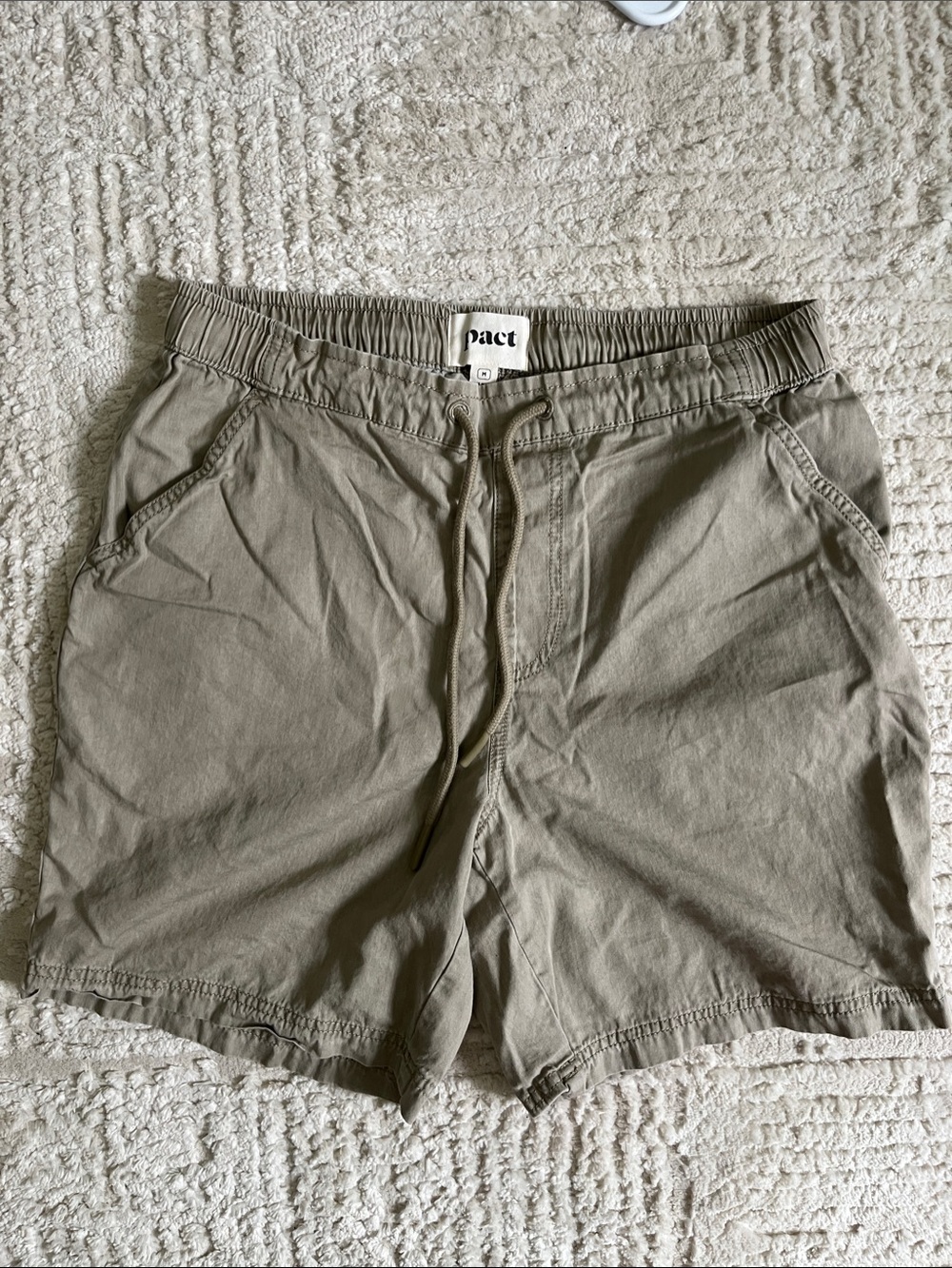 Pact Khaki Elastic Drawstring Shorts